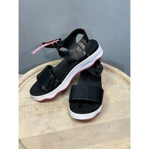 MUK LUKS Roller‎ Skate Sandal Womens 10 Black White Pink Strappy Adjustable NEW